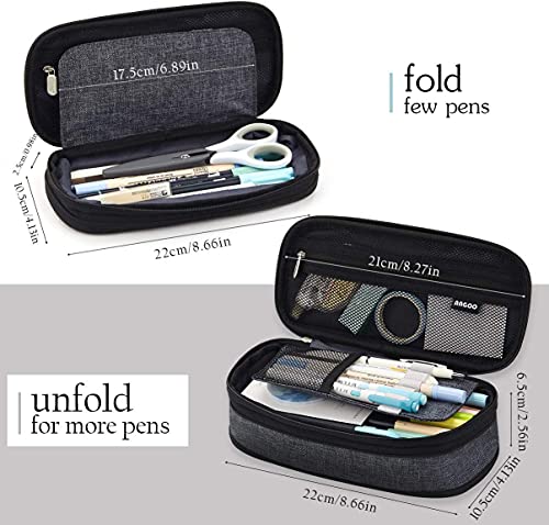 Image of FineMoe Large Pencil Case Stationery Items for Girls and Boys, Canvas Bags Pen Pencil Pouch for School College and Office, Organize Makeup Cosmetic, Aesthetic Cute Stationary Box for Daily Use (Black)