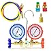 Ziss A/C Diagnostic Manifold Gauge Set for Refrigeration Charging, Fits R12 R22 R134a R502 Refrigerants with Couples, 5FT Hoses, Straight Adapter