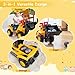 Costzon Ride on Excavator, Ride on Construction Vehicles w/Helmet, 3 Toy Stones, Realistic Sound, Adjustable Bucket & Under Seat Storage, Bulldozer Ride on Toy Gift for Kids Boys & Girls
