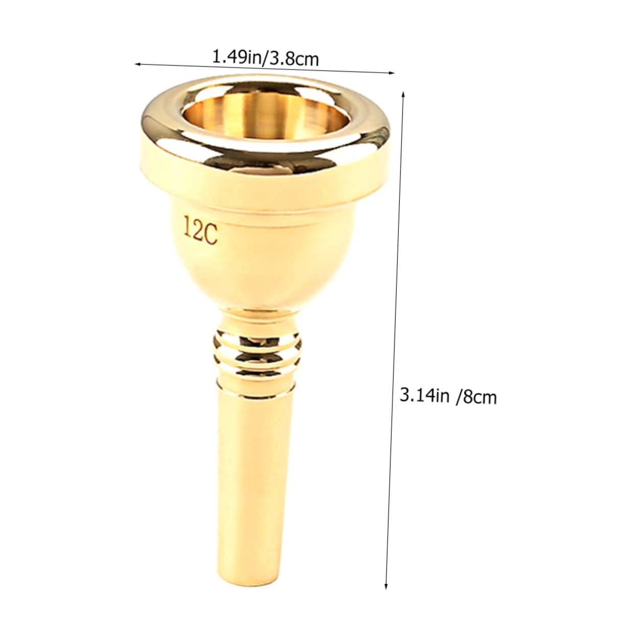 Toddmomy 12c Trumpet Mouthpiece Golden Trumpet Gold Plated Breathable Replacement for Occasions