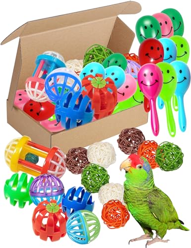 DIYUQISHI 23-Pack Bird Toys for Parrots – Colorful Bells & Woven Balls for Fun Exercise & Mental Stimulation, Fits Small to Large Birds (1.6'' - 2.8'')