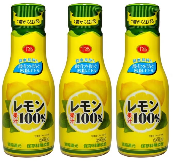 Amazon | 【密封ボトル】レモン果汁100 200ml ×3本セット 徳島産業 2