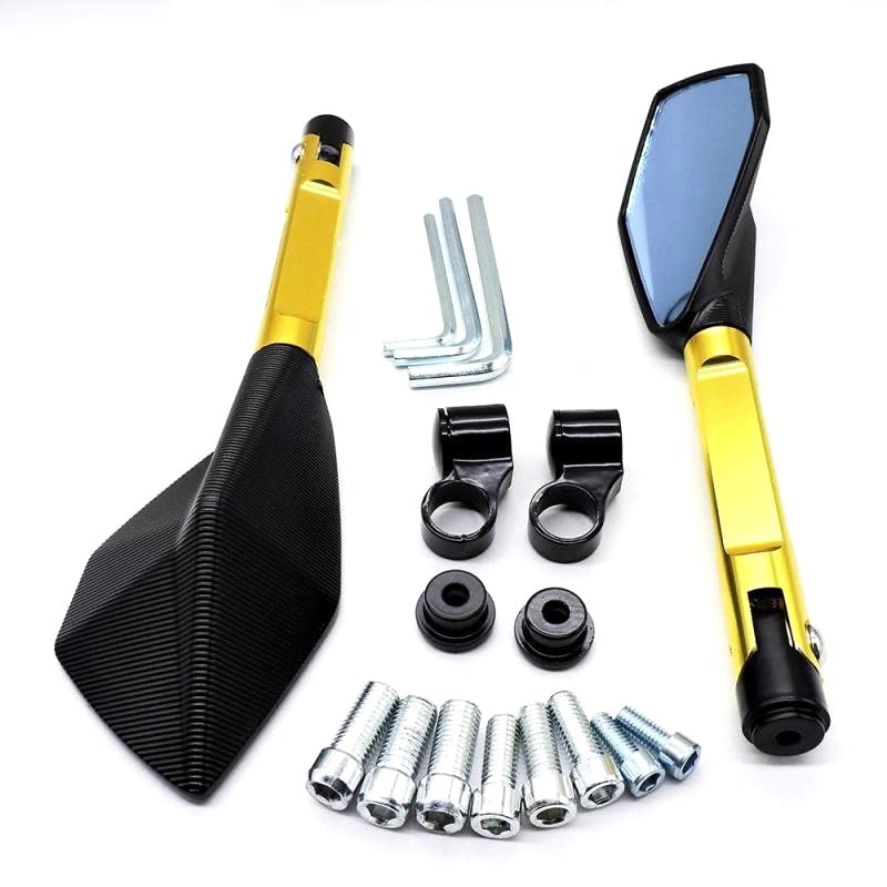 Espejos retrovisores de aluminio fresado CNC oro de 10mm para motocicletas naked Honda CB