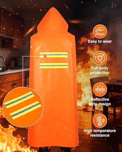 Image of Mondoshop Emergency Fireproof Cloak for Home for Car Safe Fire Escape Cloak for Adults Camping Essentials - Fire Retardant Suits Wrap Body Survival Gear for People