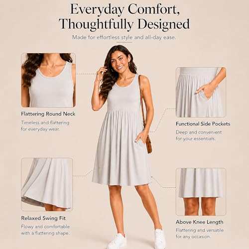 Image of Miss Lavish London Sleeveless Dresses for Women -Casual Summer Dresses with Pockets, Women's Fashion Midi Dress