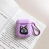 MODISH TECH Airpods Case Cover Cute Cartoon Design with Keychain | Protective Premium Silicone Anti-Lost Dust-Proof & Shock Resistant | Purple