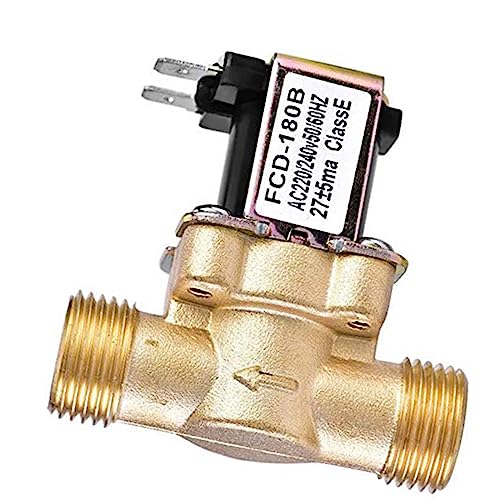 UIAMIINA Válvula Solenoide eléctrica de latón, Interruptor de Flujo de Entrada de Aire y Agua for válvula de Calentador de Agua Solar, 12V, 24V, 220V, DN20, 1 Uds.(12v,1/2inch)