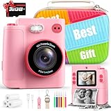 Picture of Gift for Girls Kids Camera: Instant Print Dual Lens Digital Camera Toys for Girl 3-12 Birthday Christmas Valentines Gifts for Kid Girls Boys Ages 3 4 5 6 7 8 9 10 with 32G SD Card Storage Bag Pink
