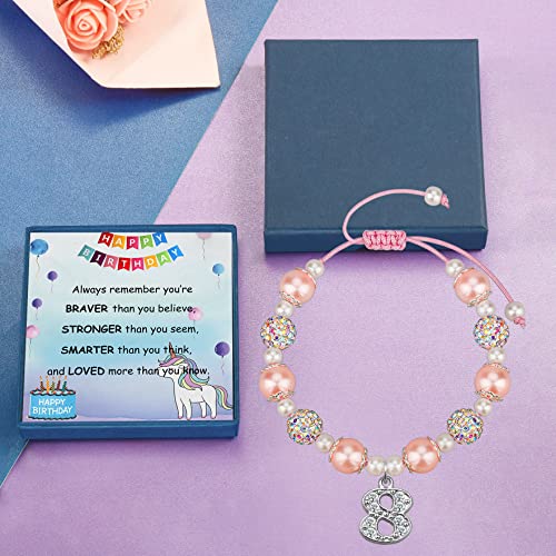 Partner 2Nd-13Th Birthday Gifts For Her, Pink Pearl And Rhinestone Number Charm Bracelet For Girls Daughter Granddaughter Niece Sister (8Th) #TOP3