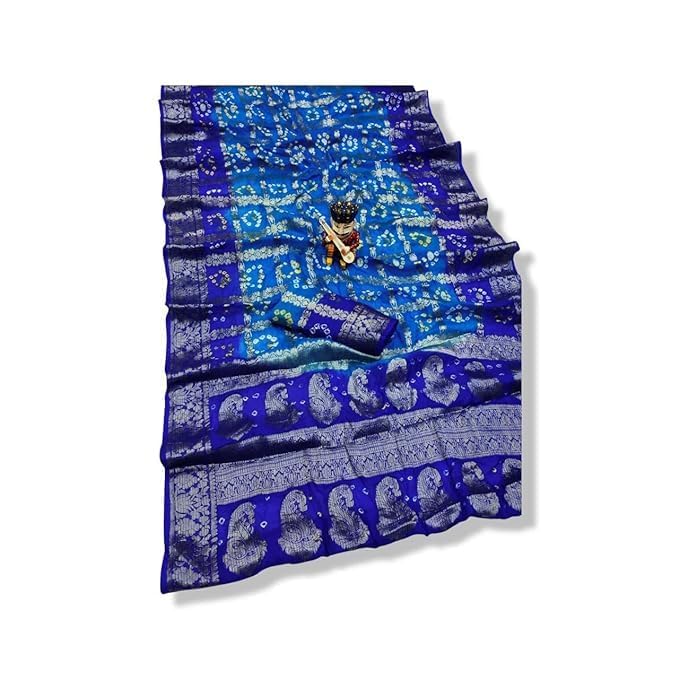 PK HUBWomen's Jaipuri Rajasthani Art Silk Bandhani Banarasi Gharchola Saree – Traditional Bandhej Saree with Zari Border