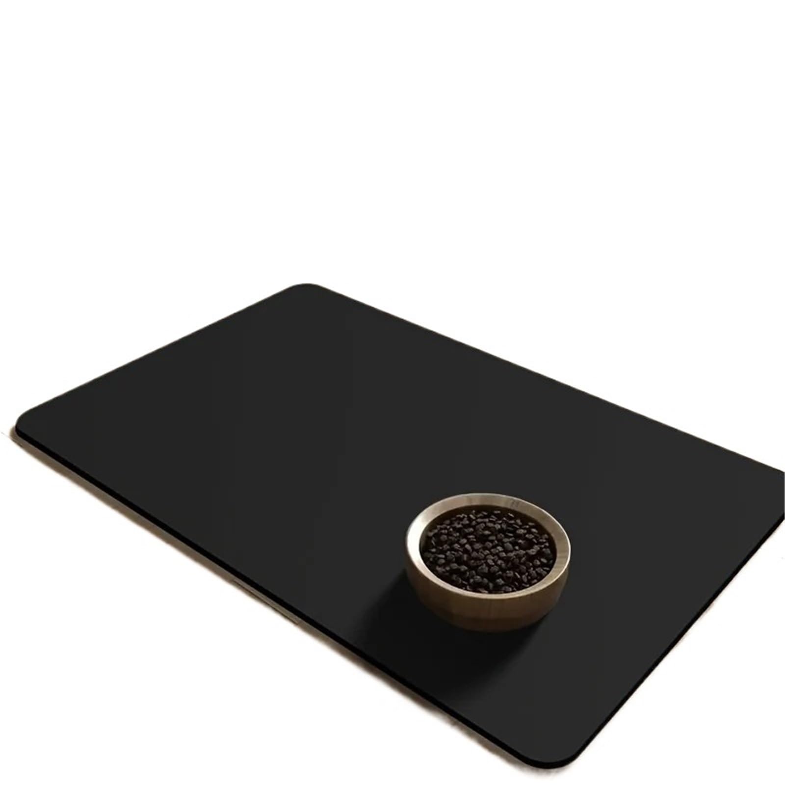 Futtermatten für Haustiere Einfarbige Futtermatte for Haustiere, spezielles Tischset for Katzen und Hunde, Heimtierbedarf, Kieselalgenschlamm, absorbierende Unterlage wasserdichte(Black,40x60cm)