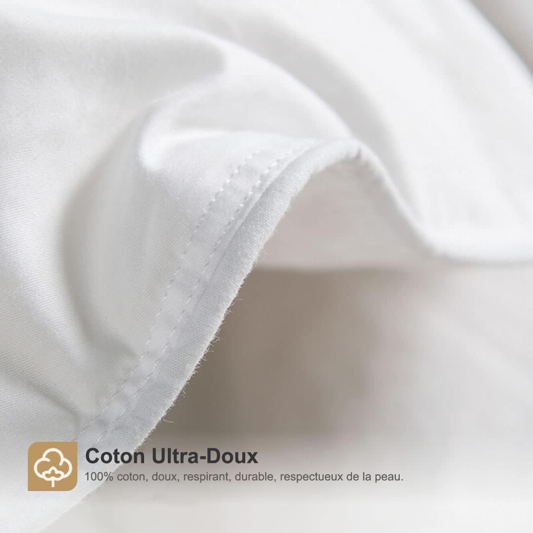 DWR Couette 4 Saisons 240x260 cm,Remplissage Duvet et Plumes d'oie,300GSM,Chaude et Respirante,Moyenne pour Toutes Les Saisons,100% Coton Biologique, Certifié Oeko-Tex et RDS,lit 2 Personne