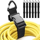 Wowangce 6 Pack 17 Inch Adjustable Extension Cord Holder Organizer with Triangle Clips for Garage Organization and Storage Heavy Duty Extension Cord Hanger for Men Workshop (Black)