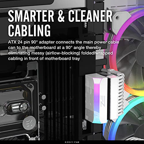 EZDIY-FAB ATX 24-pin 90 Degree Power Connector Adapter 5V 3 Pin ARGB Rainbow Female to Male Power Adapter for Computer Motherboard ATX Power Supply- White-1 Pack - Image 3