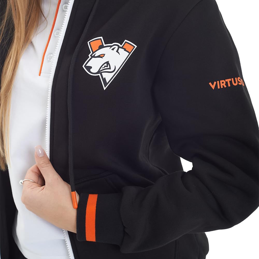 Virtus.pro - Bluza z kapturem z zamkiem błyskawicznym, grafika gracza, stylowa bluza z kapturem dla fanów, odzież dla graczy, odzież drużyny e-sportowej, czarna, XXL, Czarny, XXL