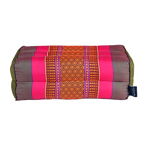 ANADEO YogaProducts Standard – Standard-Zafu-Yoga- und Meditationskissen – 100% natürliches Kapok mit hoher Dichte – Komfort und Festigkeit – Sitzstabilität – Fuchsia Olivgrün – X1
