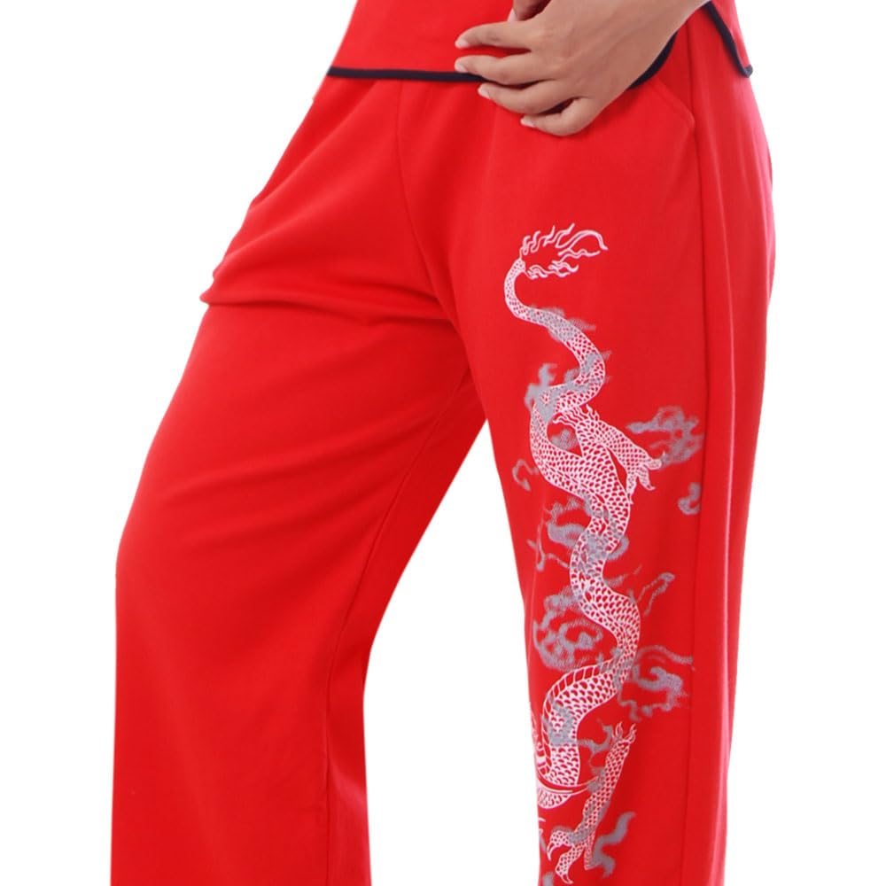 Asien Damen Frauen Drachen Yoga Trainingsanzug, Tai Chi, Hausanzug & Meditations Anzug Baumwolle S M L XL