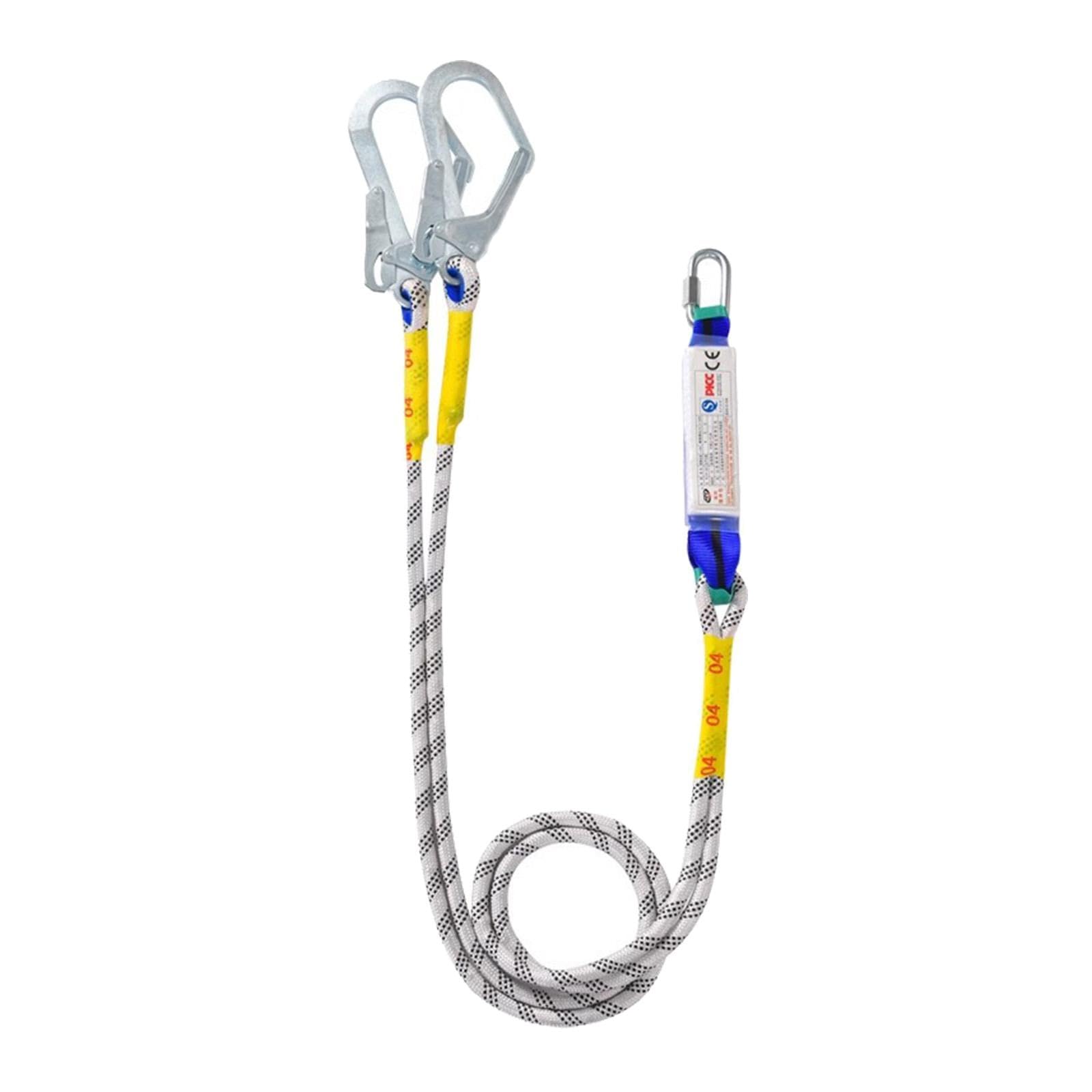 Harilla Cordón de Seguridad con Cuerda para Cinturón de Trabajo, Herramienta de Protección para Hombres Y Mujeres con Mosquetón para Arboristas, Espeleólogos, Paquete de Búfer de Doble Gancho
