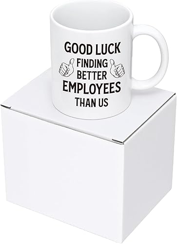 Miniatura 9 de Maustic Taza de café divertida con texto en inglés Boss Going Away, Good Luck Finding Better Employees Than Us, regalo de jubilación para jefe,