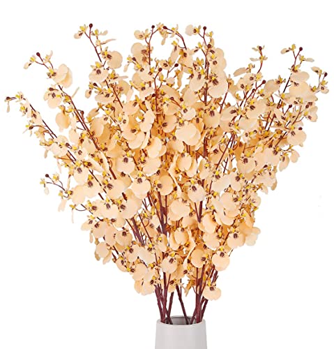 Hantajanss Artificial Orchids Silk Flowers, 8 Pcs Orchids Silk Fake Flowers In Bulk Flowers Artificial For Indoor Outdoor Wedding Home Office Decoration (Champagne) #TOP27