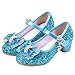 Eleasica Fille Chaussures de Princesse Cendrillon Raiponce Princesse Paillettes Nœud Papillon Déguisement Argenté Bileu Or Rose Doux Halloween Noël Anniversaire Carnaval Cosplay 17-23cm EU26-37
