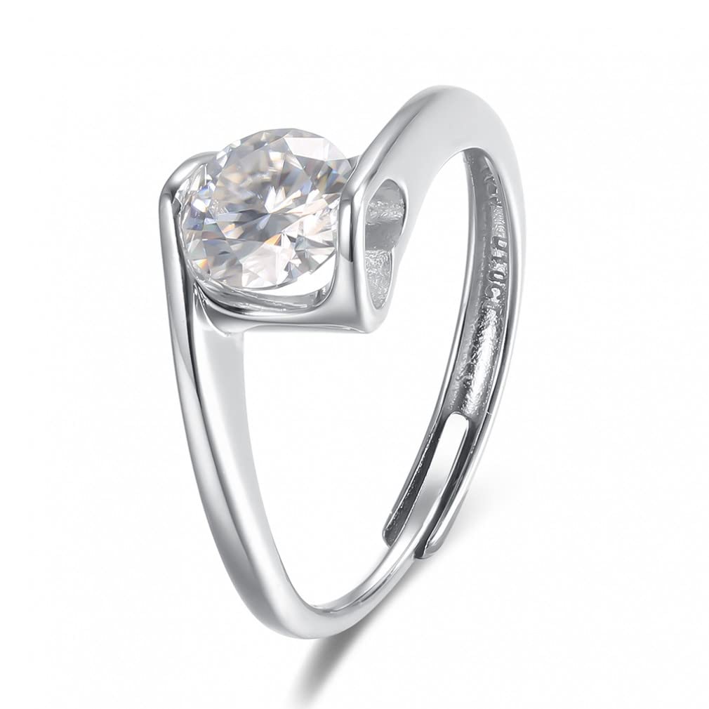 925 Sterling Silber Hohle Herzform Moissanite Offene Verstellbare Ringe Edlen Schmuck Hochzeit Verlobungsringe