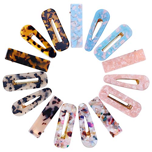 15 Pieces Acrylic Resin Alligator Hair Clips, Fashion Geometric Hair Clips Barrettes for Women Ladies Hair Accessories