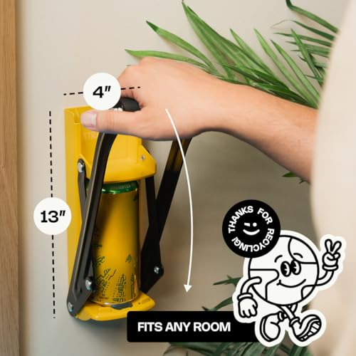 Can Crushers - Wall Mounted Aluminum Can Smasher - Ideal for Garbage Can and Recycling Bin - Outdoor Bar Accessories Must-Have - Home Improvement Essential - Efficient Can Crusher by Strawn (Yellow) - Thumbnail 2