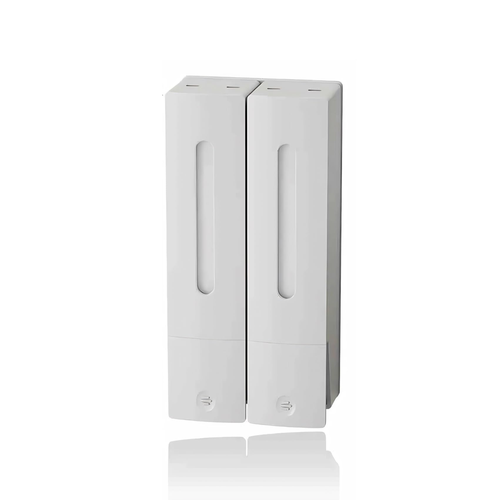 Manual Wall Mounted Soap Dispenser for Shower Gel, Shampoo, Conditioner, Liquid Soap, Soap Dispenser, with Clear Window (New White 2 Cups)