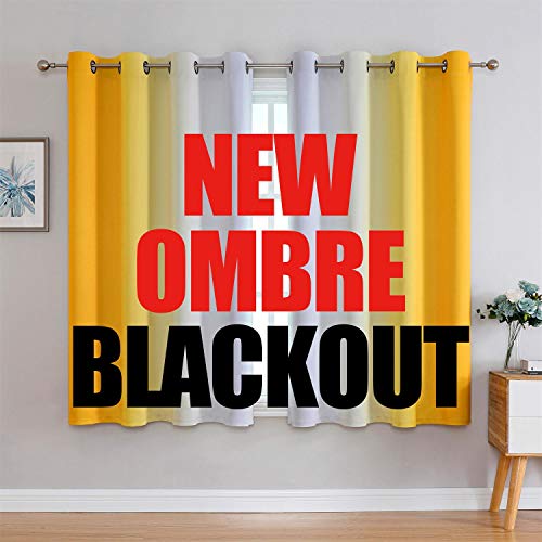 Image of G2000 Blackout Curtains & Drapes for Bedroom Living Room 63 Inch Length Yellow and Greyish White Room Darkening Window Treatments Ombre Thermal Insulated Light Blocking Grommet Backdrop 2 Panels Set