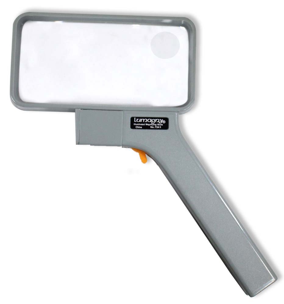 2x/4x Illuminated Handheld Magnifier - Gray: MG-07543
