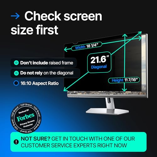 21.6 Inch 16:10 Computer Privacy Screen Filter for Widescreen Monitor and Laptop - Anti-Glare - Anti-Scratch Protector Film - Data Confidentiality Shield [1 Pack] - Thumbnail 4