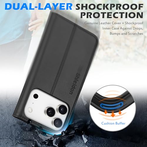 Coque Cuir Véritable iPhone 17 Pro Shieldon avec Fonction Support pour Vidéos - 6