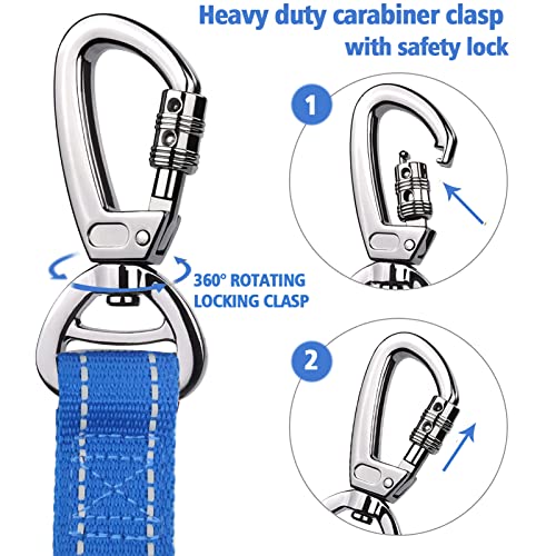 Dog Leash for Large Dog Heavy Duty, 4-6FT Traffic Padded 2 Handles for Extra Control, Strong Shock Absorbing Bungee Dog Leash with Car Safety Buckle, Reflective Dog Leashes for Night Walking - Thumbnail 4