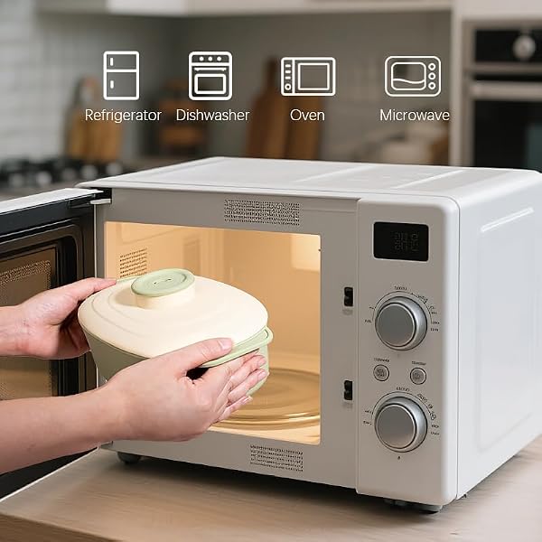 44oz Microwave-Safe Silicone Steamer Bowl with Handle & Lid,9.8x5.7x4in Large BPA-Free Steamer with Removable Rack, Rotating Steam Vent, Freezer & Dishwasher Safe, Ideal for Vegetables, Fish Cooking by CJKKH - Image 5