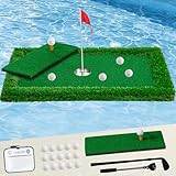 Toemics Floating Golf Green for Pool & Lake, Chipping Green Mat (23.6"x35.4") with Ball Retriever, Chipping Club, Floating Golf Balls & Scorecard, Outdoor & Indoor Game, Golfers Gift