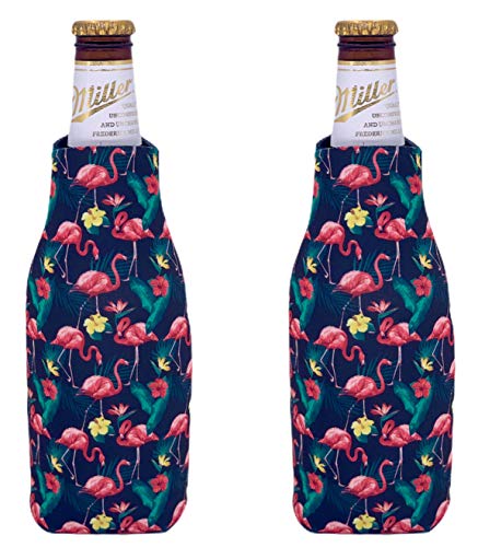 Flamingo Pattern Beer Bottle Coolie (2 Pack)