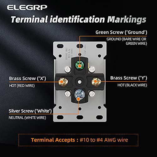 Elegrp 50 Amps 125/250V Range Oven Stove Receptacle, Flush Mounting Power Outlet, Nema 14-50R, Straight Blade Heavy Duty Range Receptacle, Grounding, 3 Pole 4 Wire, Ul Listed, 1 Pack #TOP3