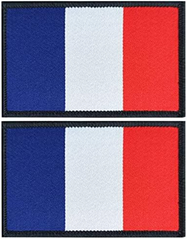 QQSD France Flag Patch French Tactical Patch - Hook and Loop Fastener, 2 Pack