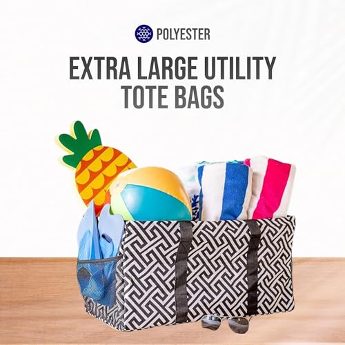 Image of Extra Large Utility Tote Bag - Oversized Collapsible Pool Beach Canvas Basket
