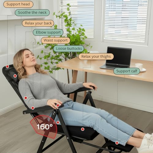 Image of ginoya brothers Zero Gravity Ergonomic Reclining Lounge Chair with Adjustable Backrest, Neck Pillow & Extendable Footrest, Breathable Mesh, Folding Metal Frame for Home, Office & Relaxation