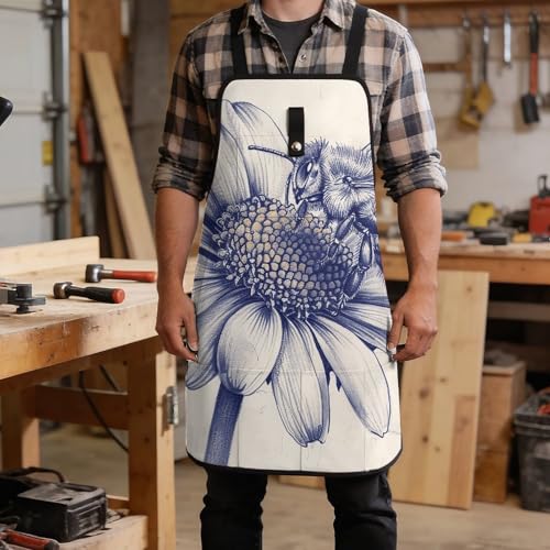 Delantal de trabajo impermeable con 8 bolsillos para hombres y mujeres miniatura 5