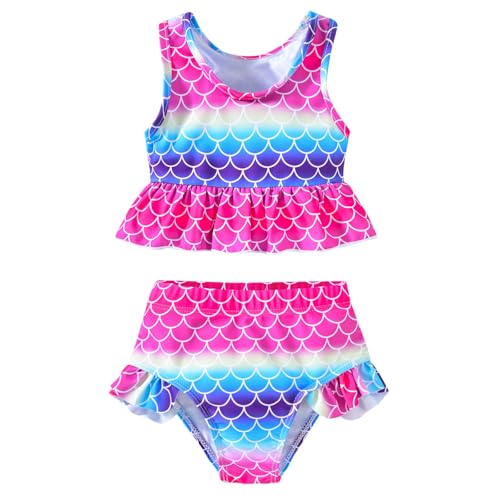 Image of Baby Swimsuit Girl Two Piece Bathing Suit Toddler Girls Summer Beach Ruffle Tankini Swimwear 1-7Y