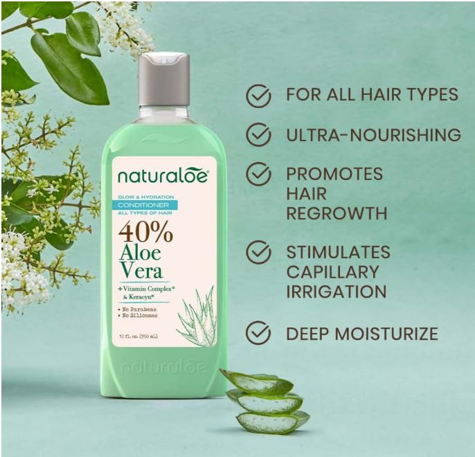 Miniatura 3 de Champú + acondicionador que brilla e hidratación - 24 onzas líquidas - Fórmula 100% vegana infundida con gel de aloe vera - Ecológico, libre