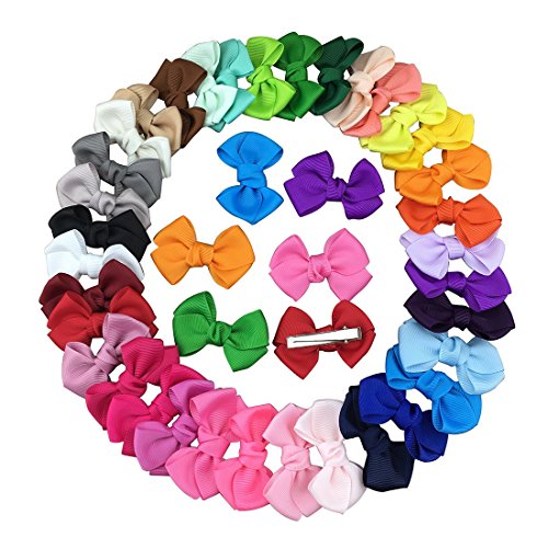 XIMA 35pcs 2.5inch Grosgrain Ribbon Hair Bows Clips for Dogs Baby Girls Teens