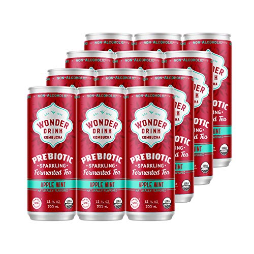 Kombucha Wonder Drink Prebiotic, Apple Mint, 12 Count, 12 Fl Oz
