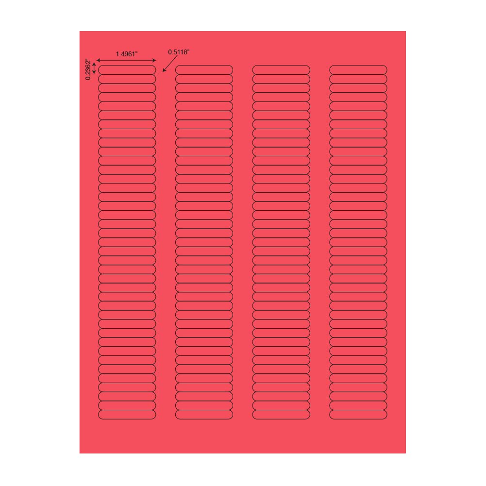 Globe Scientific LCS-38X6R Cryogenic Label Sheet for Microplate, 38mm Length, 6mm Width, Red, Pack of 3120