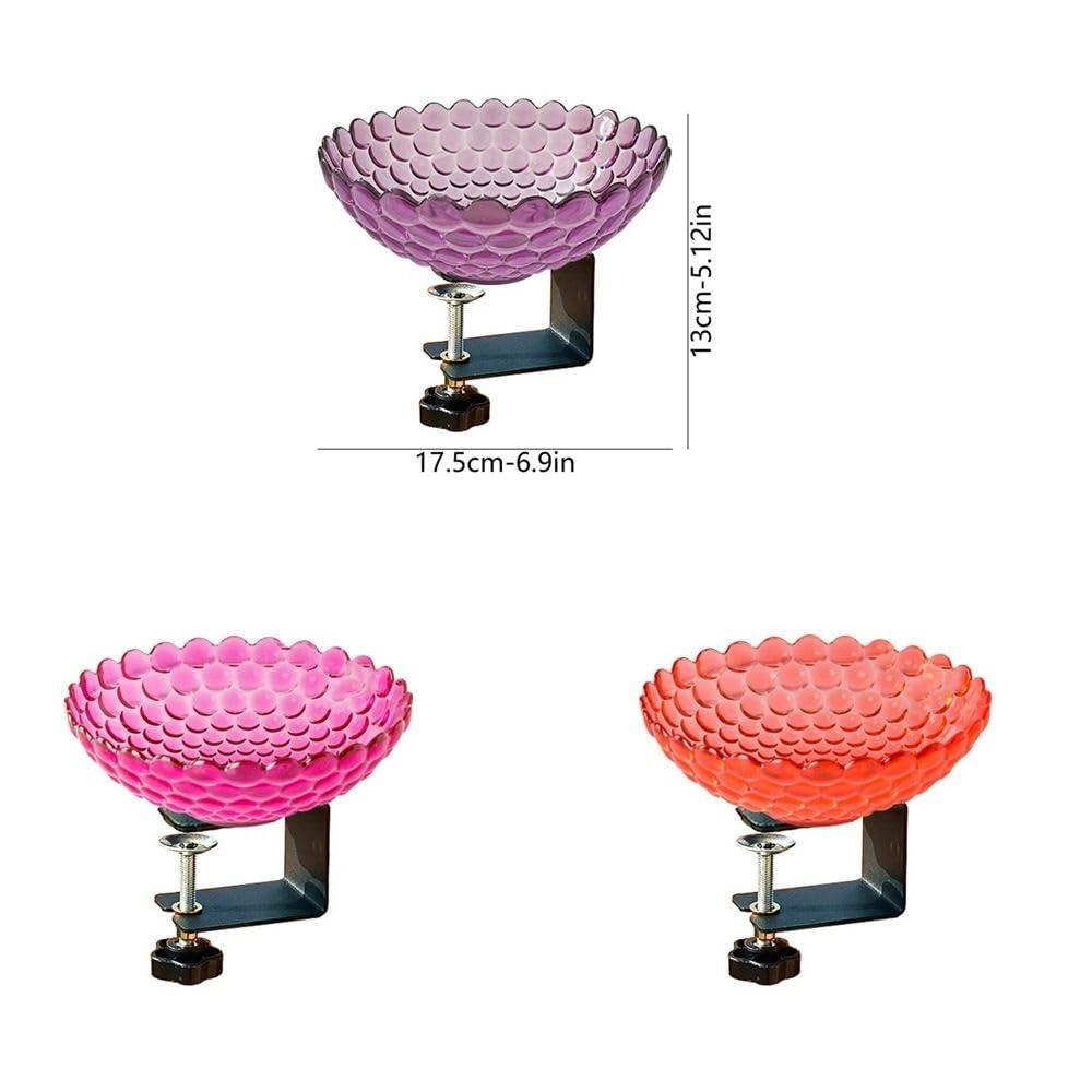 Baño para pájaros para barandilla de balcón, comedero de plástico portátil con abrazadera, cuenco de agua al aire libre para jardín, patio, terraza, ideal para pájaros pequeños