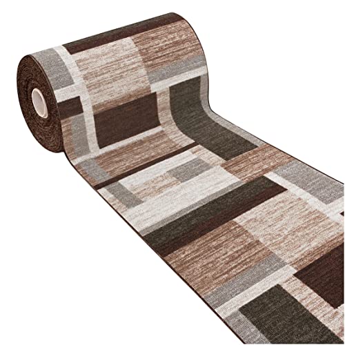 emmevi FAKIRO DIS_38 57 x 190 cm Washable Kitchen Rug, Non-Slip Runner, Brown