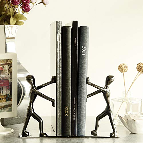 Kung Fu Man, fermalibri in acciaio inox, alla moda, resistente, organizer per libri, per scuola, casa, ufficio, biblioteca, regali per letteri (Nero)